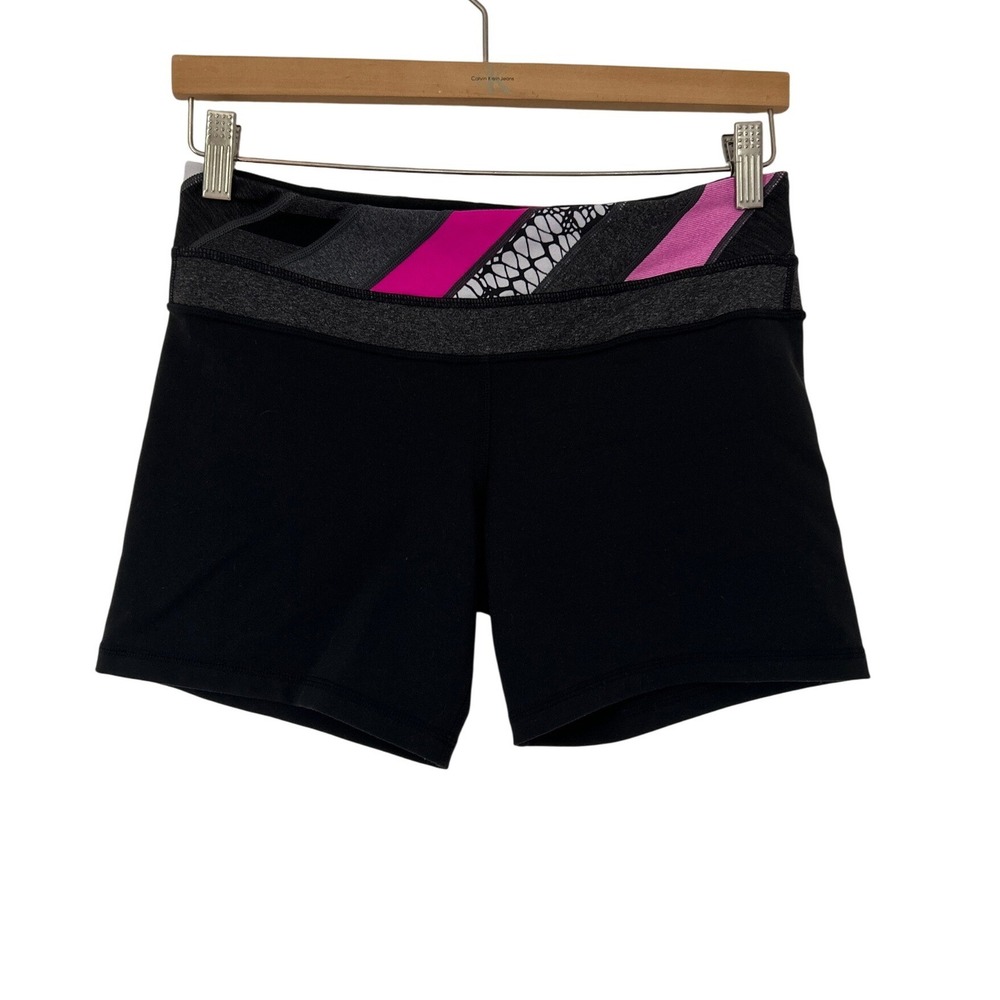 Lululemon Reverse Groove Shorts Size 8 Black Pink Butterfly Waistband Rare